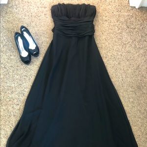 Formal, full length, strapless, chiffon dress